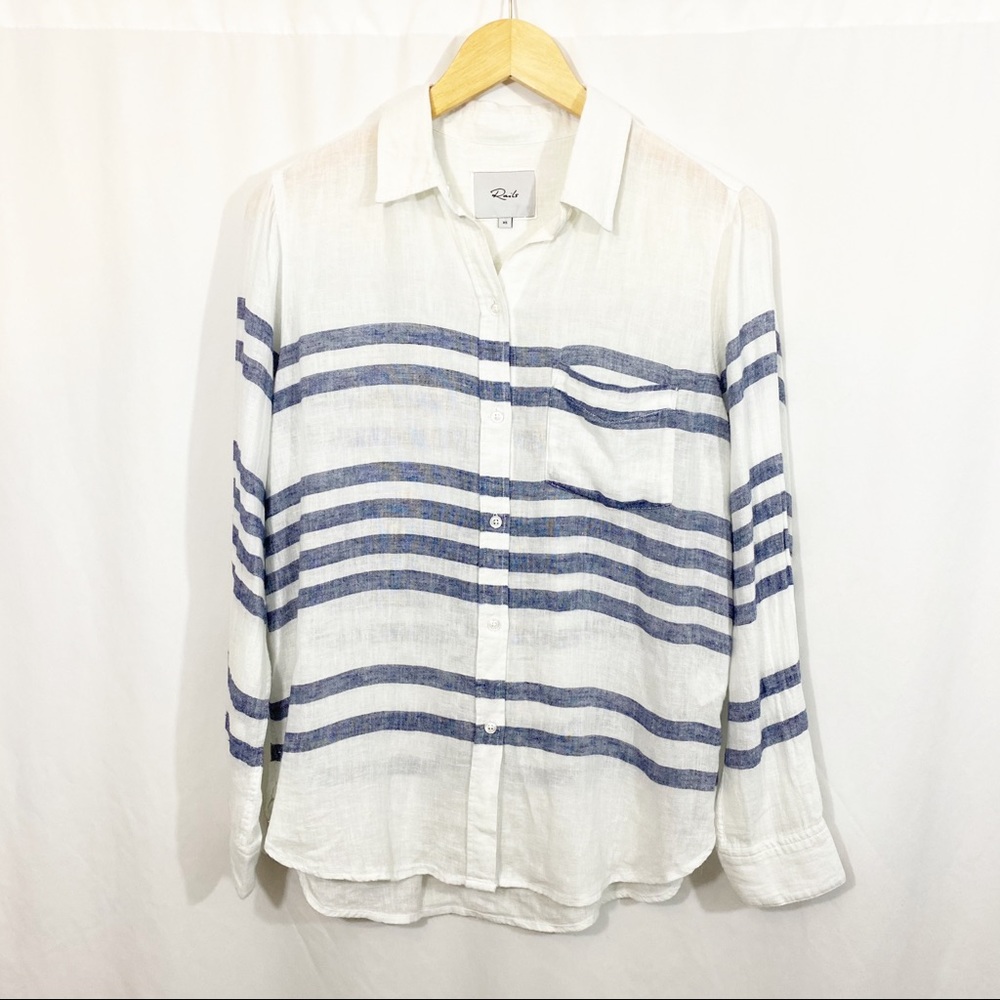 Rails Charli Westport Stripe Linen Button Down Top - Picture 2 of 11